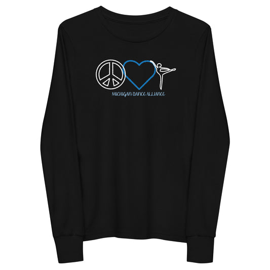 Peace Love Dance Youth long sleeve tee