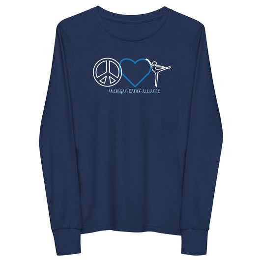 Peace Love Dance Youth long sleeve tee